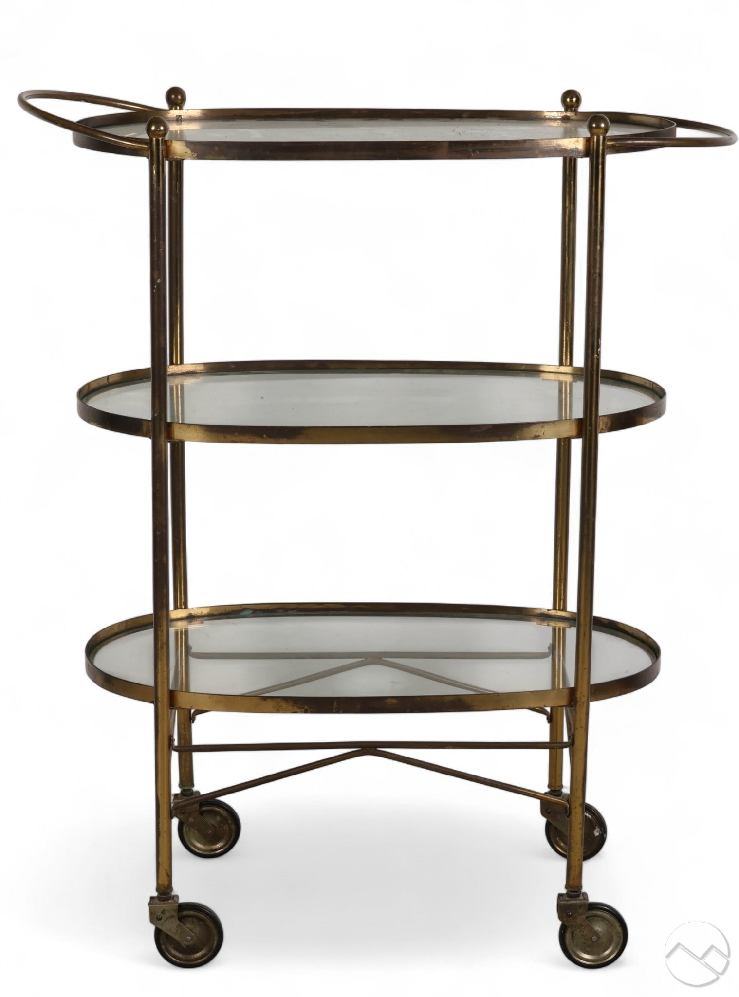 Brass Hollywood Regency Three Tiered Tea Cart (1 of 8)