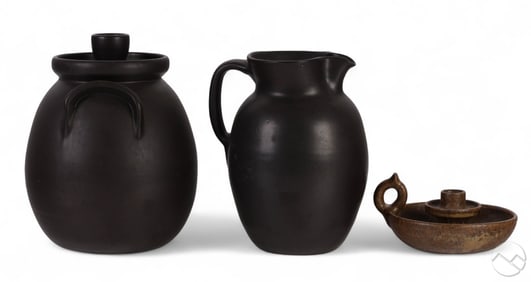 W.J. Gordy Ceramic Jar Pitcher and Candlestick LOT