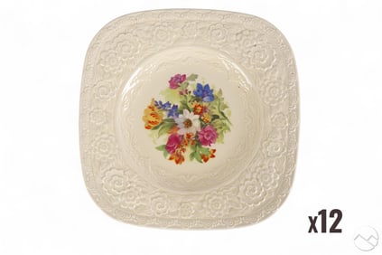 Crown Ducal Porcelain Floral Salad Plates 12pc SET