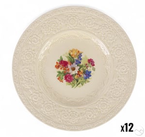 Crown Ducal Porcelain Floral Dinner Plate 12pc SET
