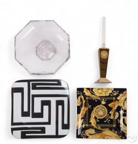 Versace Rosenthal Porcelain Dish & Glass Bowl LOT
