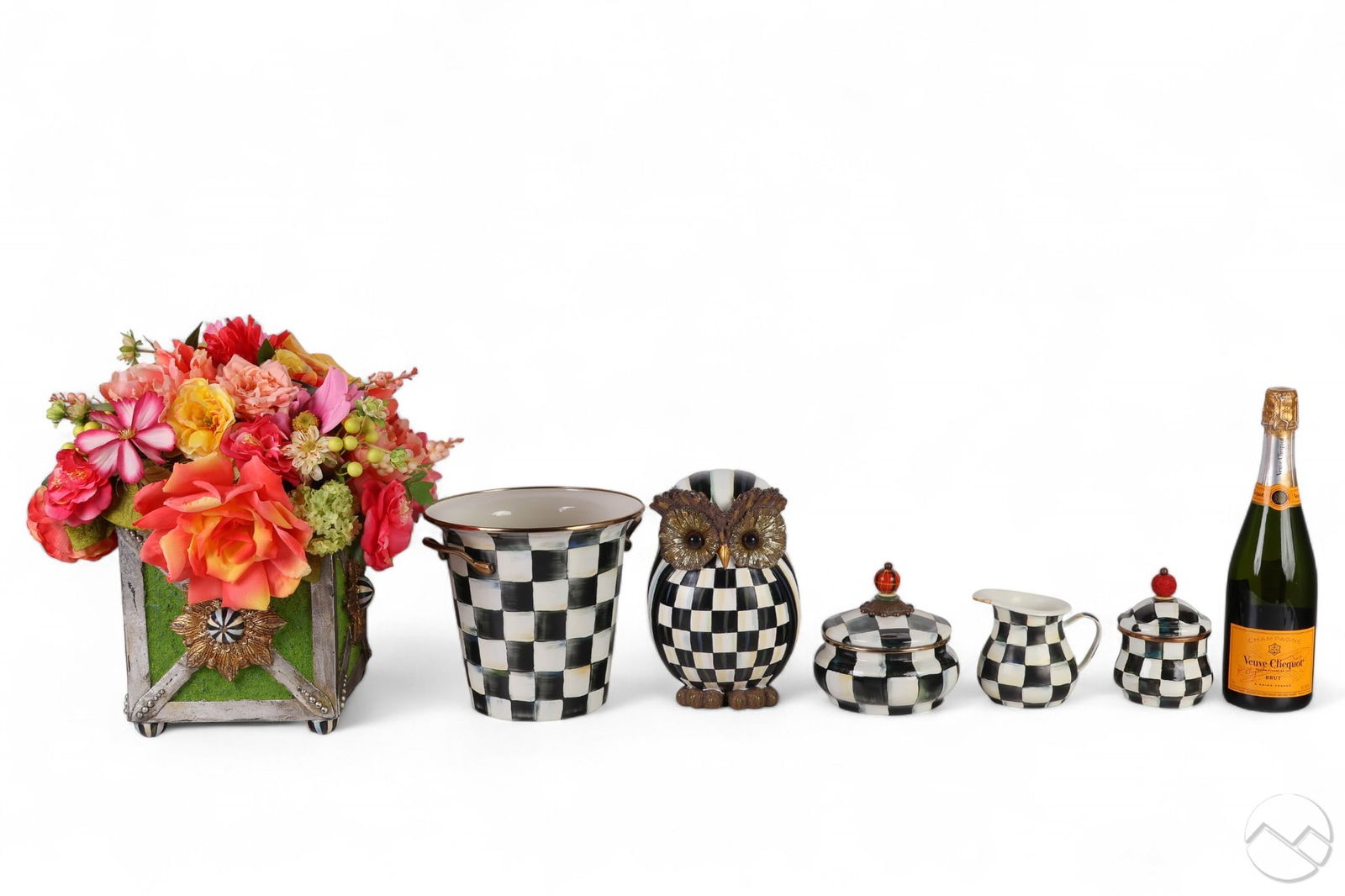 Mackenzie Childs Courtly Check Box Bowl Bucket LOT (1 of 9)