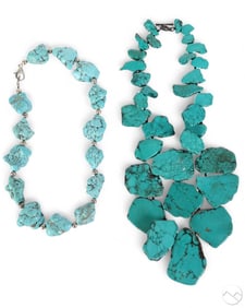 Native American Turquoise Nugget Slab Necklace LOT