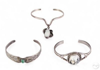 Native American Sterling Silver Cuff Bracelets LOT