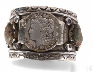 Native American Indian Navajo Coin Cuff Bracelet