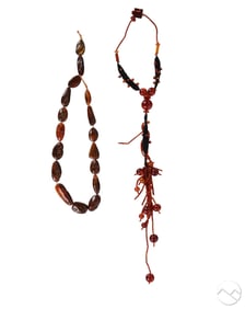 Baltic Amber Nugget & Beaded Amber Necklace 2p LOT