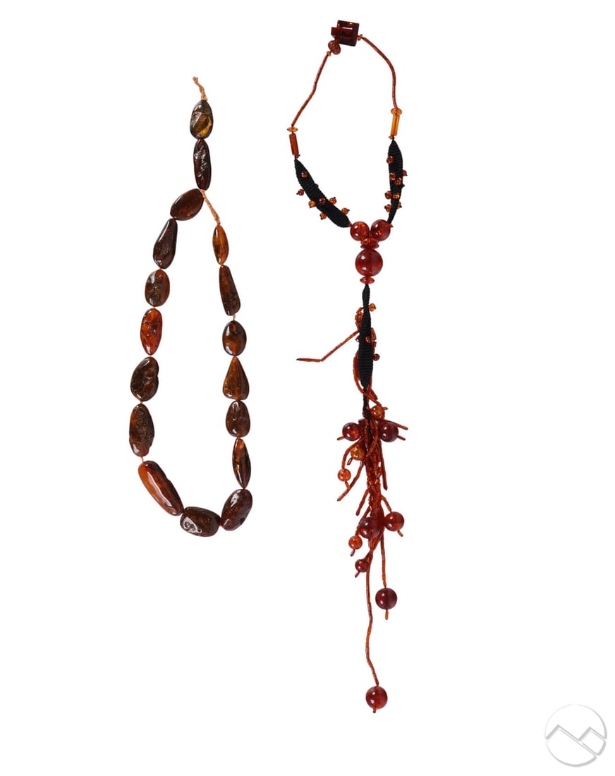 Baltic Amber Nugget & Beaded Amber Necklace 2p LOT (1 of 6)