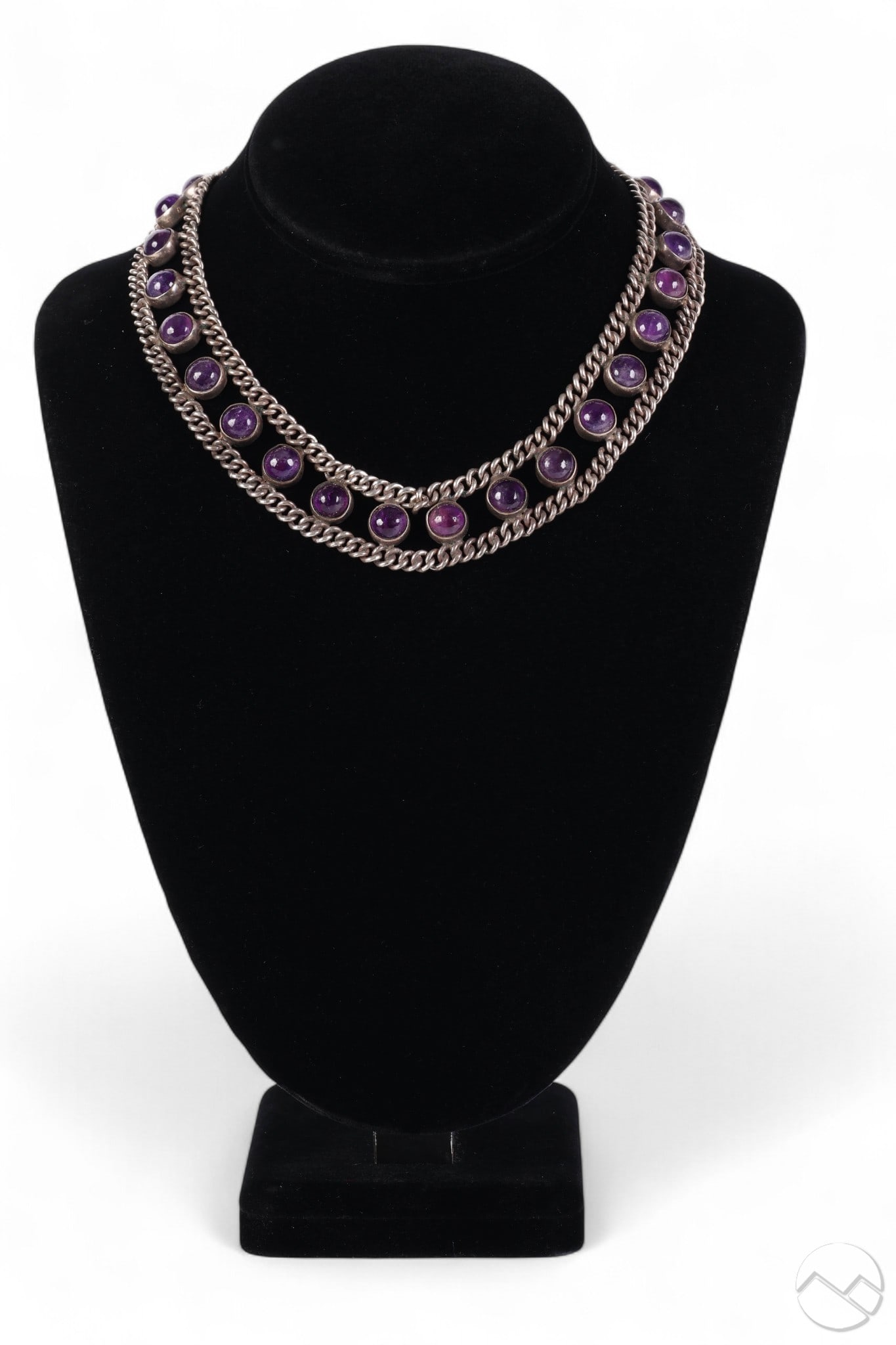 Taxco Sterling Amethyst Cabochon Choker Necklace (1 of 7)