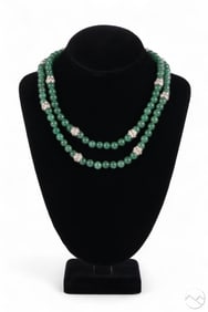 Judith Ripka Sterling and Jade Beaded Necklace LOT