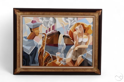 Charles Nolhac 20C Musical Art Deco Oil Painting