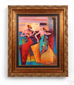 Charles Lee b.1948 Band of Two Musicians Painting