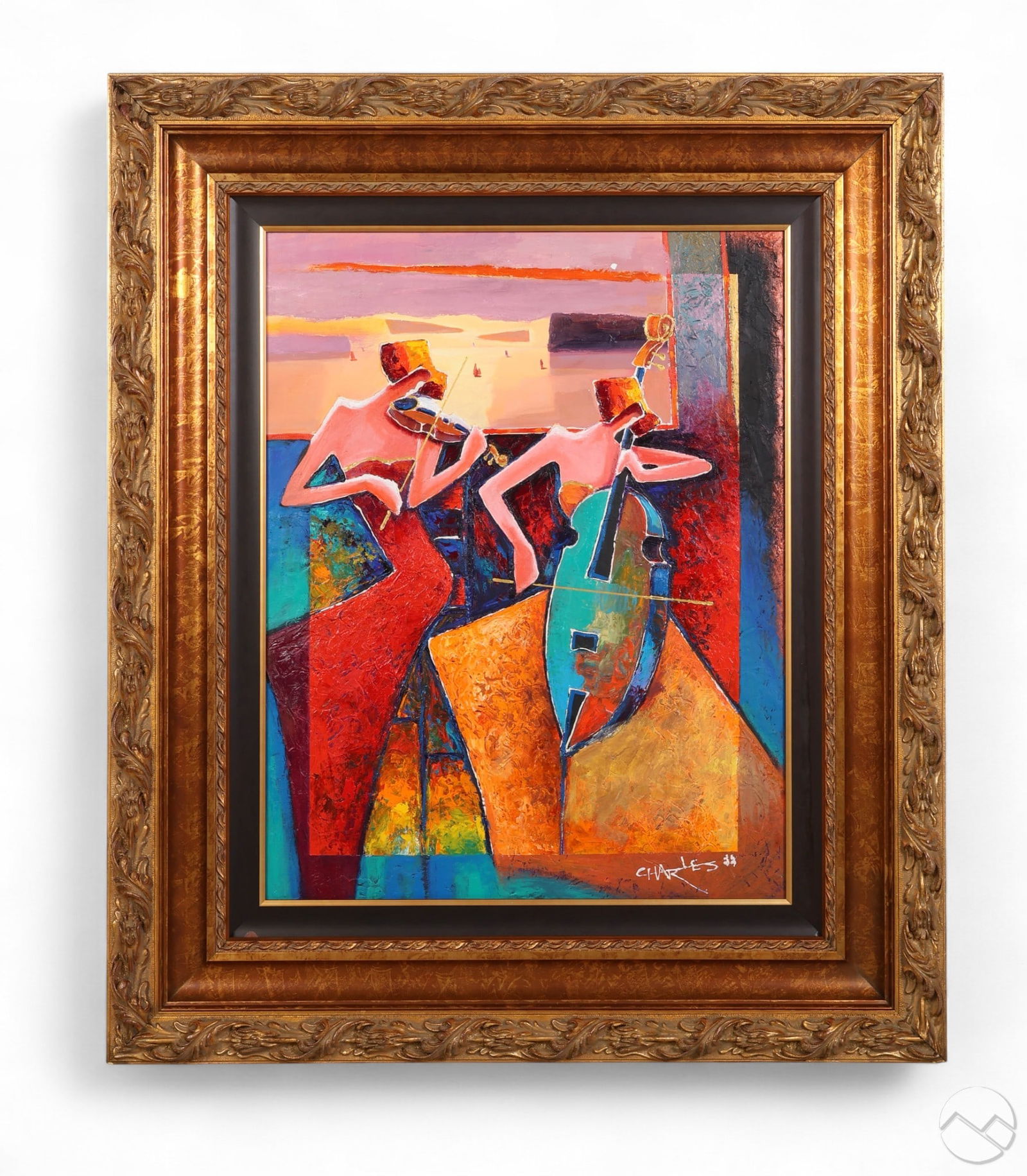 Charles Lee b.1948 Band of Two Musicians Painting (1 of 9)