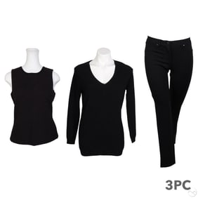 J. McLaughlin Black Top Sweater and Pants 3pc SET