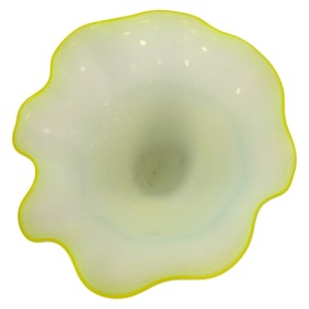 Murano Italian Yellow Glass Pulegoso Bowl SIGNED