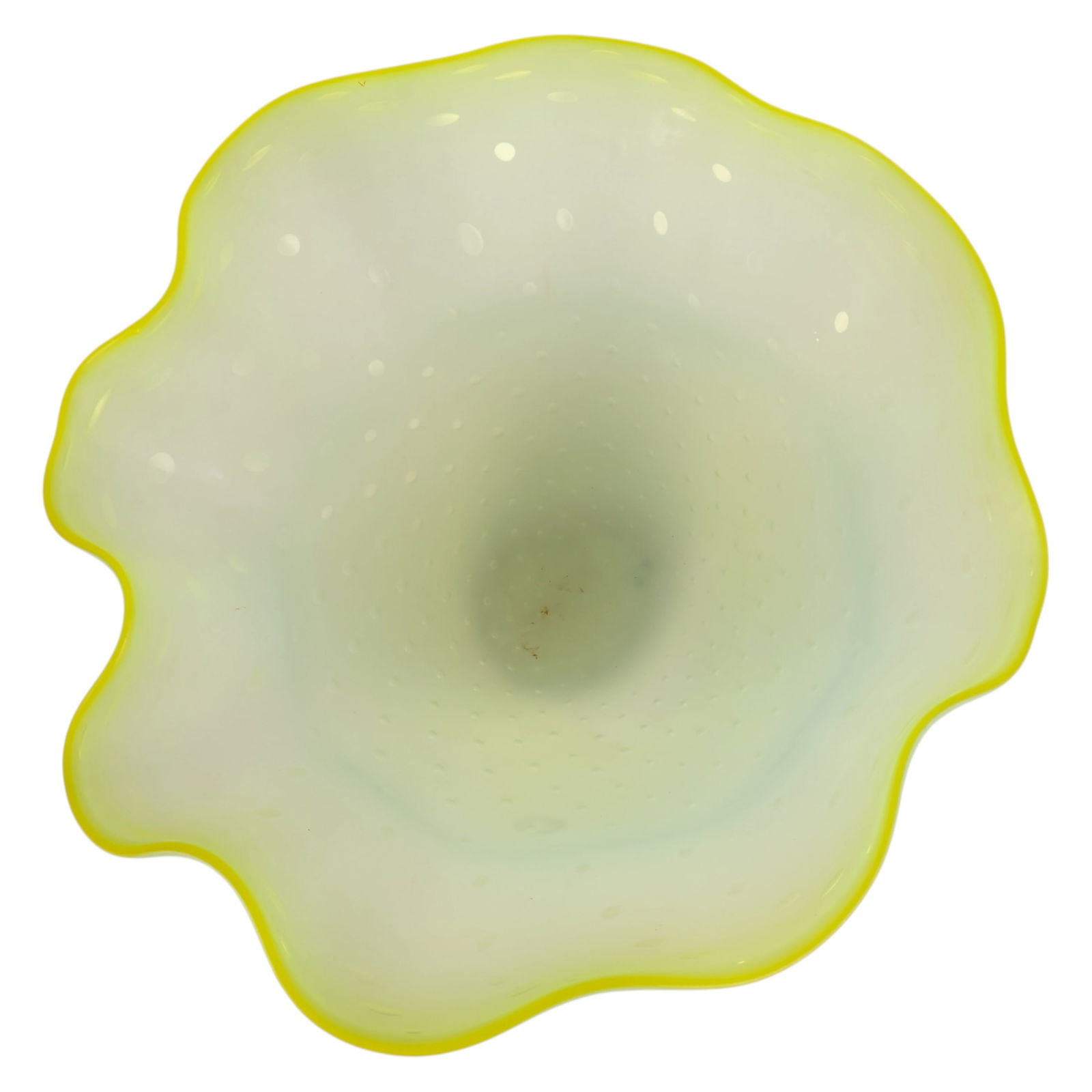 Murano Italian Yellow Glass Pulegoso Bowl SIGNED (1 of 7)