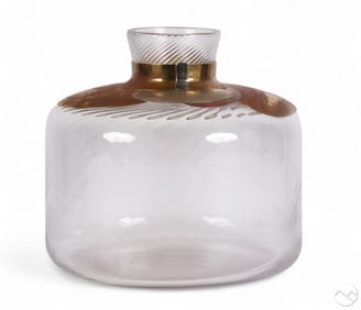 Art Glass Vase with Mixed Metals Embellished Vase