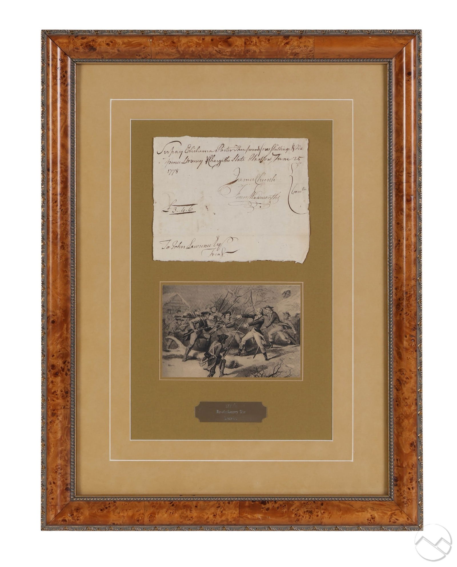 1778 Revolutionary War Manuscript Pay Order FRAMED (1 of 6)