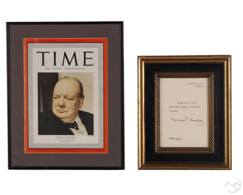 Winston Churchill Signed Note and 1939 Time Cover