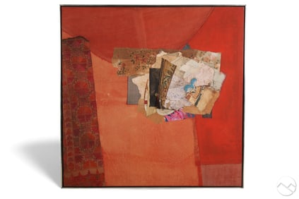 Karl Mann b1930 Fabric Collage Assemblage Painting
