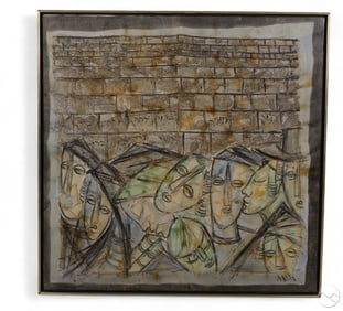 Mosche Katz b.1937 Faith at Wailing Wall Painting