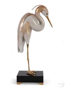 Oggetti Mangani 20C Porcelain Heron Bird Sculpture