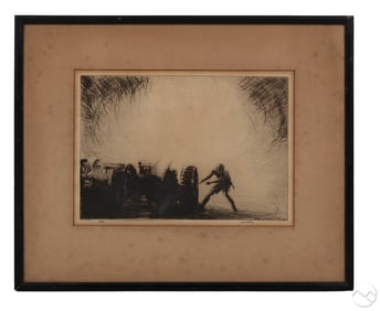 James McBey 1883-1959 Battle Scene Etching SIGNED