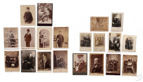 19C Male and Musicians Photo Cabinet Card 26pc LOT