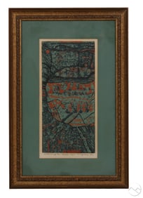 Japanese Mid Century Modern Woodblock Print SIGNED