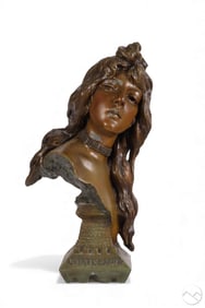 Antique Chatelaine Patinated Bust after Villanis