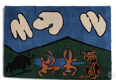 Bacchanal & Black Bull Wool Tapestry after Picasso