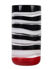 Versace Venini Italian Murano Glass "Gessato" Vase