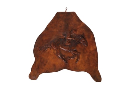 Antique Equestrian Embossed Leather Wall Decor