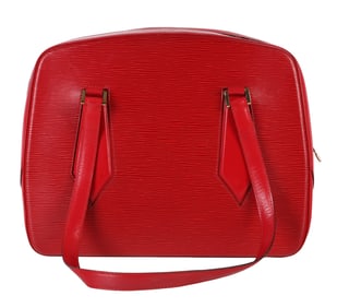 Louis Vuitton Red Epi Leather Designer Handbag