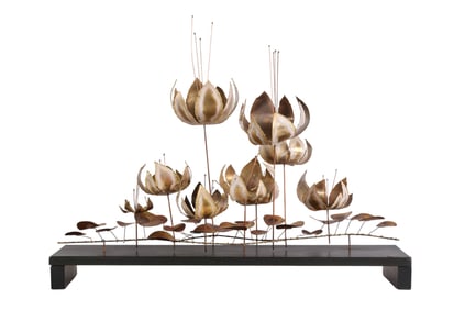 Curtis Jere Metal Flowers Table Sculpture SIGNED