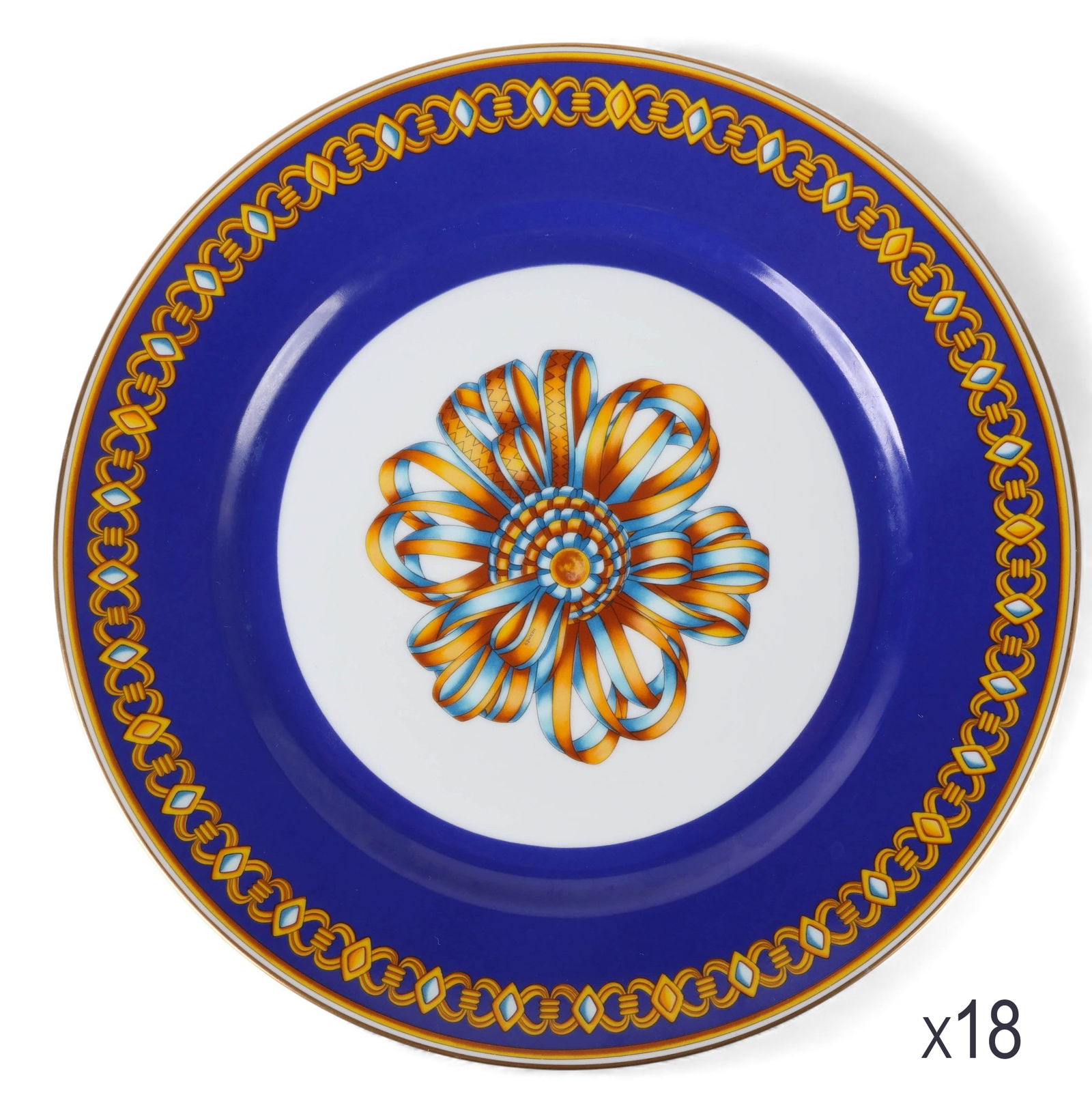 Hermes Cocarde de Soie Porcelain Dinner Plate Set (1 of 6)