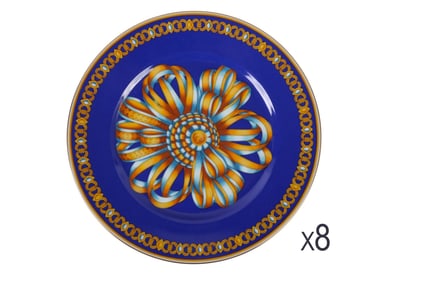 Hermes Cocarde de Soie Porcelain Dessert Plate SET