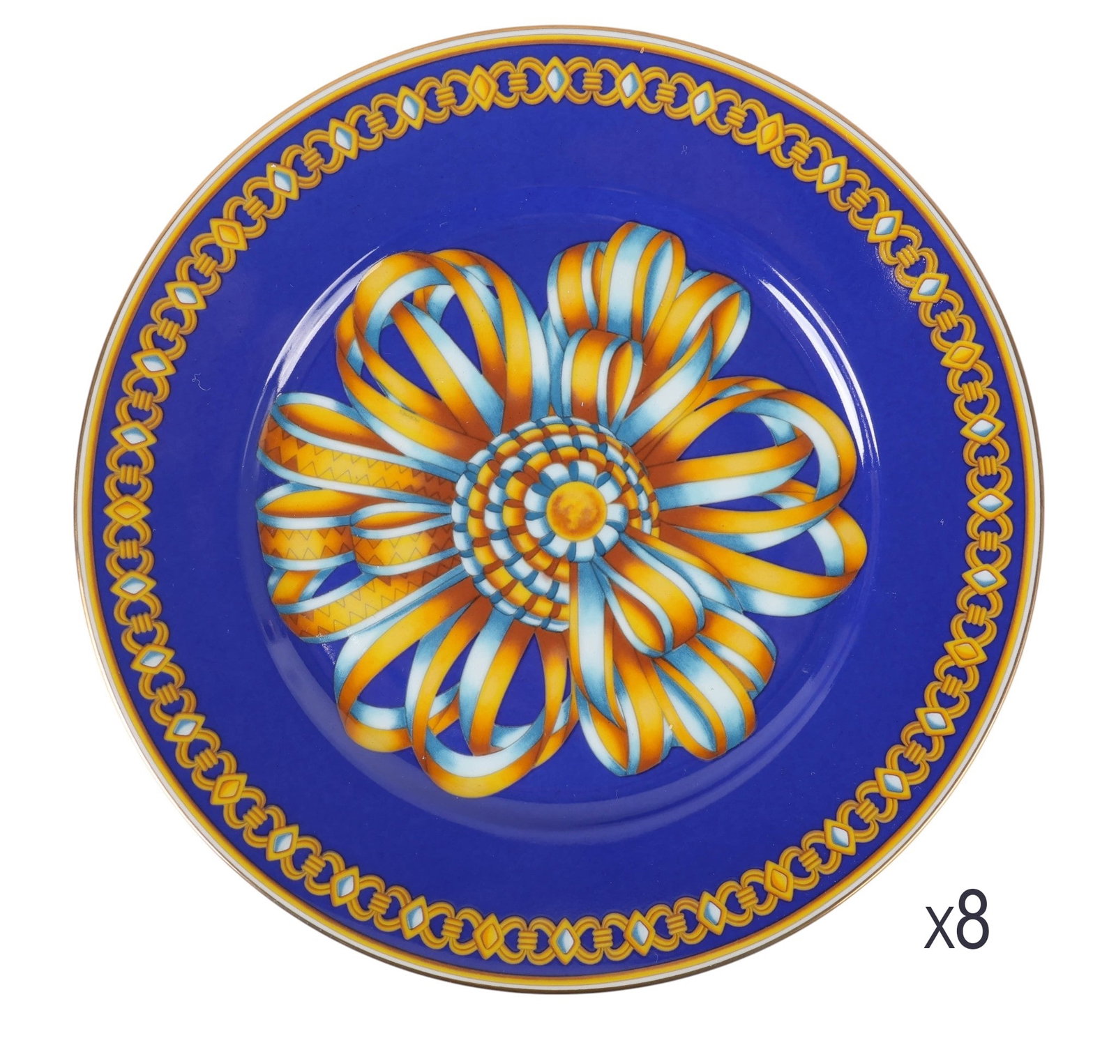 Hermes Cocarde de Soie Porcelain Dessert Plate SET (1 of 8)