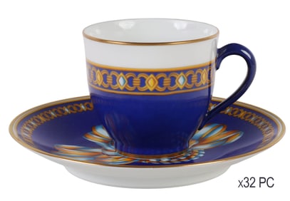 Hermes Cocarde de Soie Demitasse Cups Saucers SET