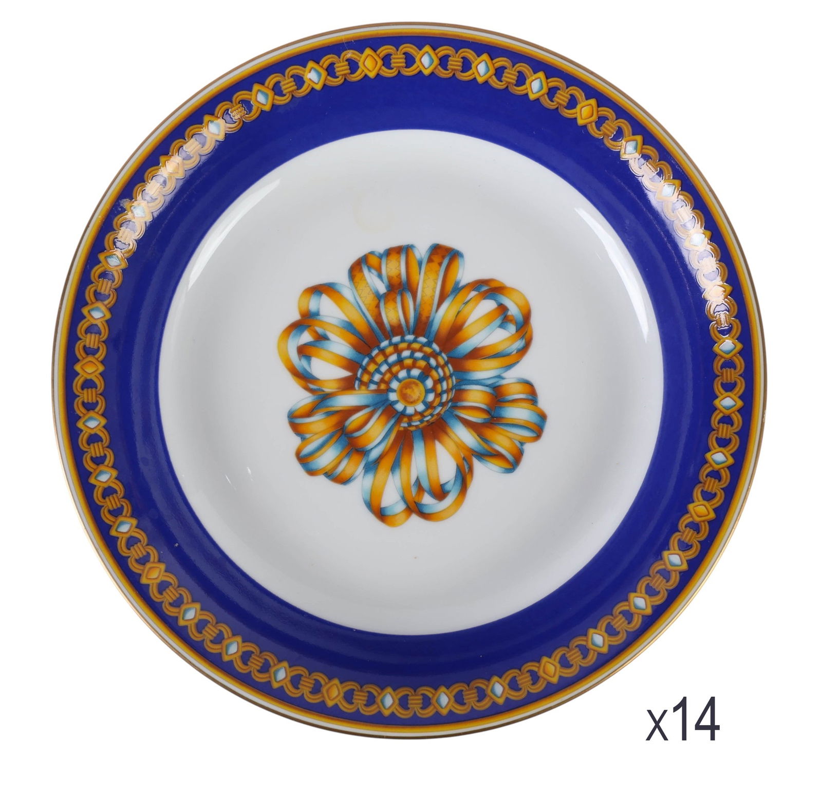 Hermes Cocarde de Soie Porcelain Soup Bowl 14p SET (1 of 7)