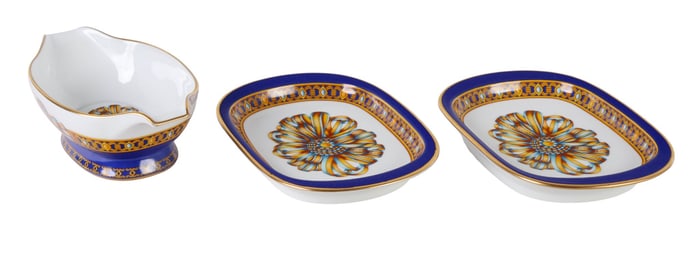 Hermes Cocarde de Soie Gravy Sauce Boat Plate LOT