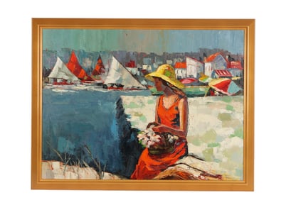 Max Morgan 20C Italian Figural Landscape Painting