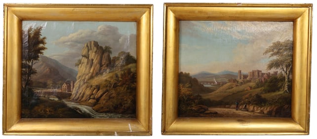 Two Antique European Style Landscape Oil Paintings