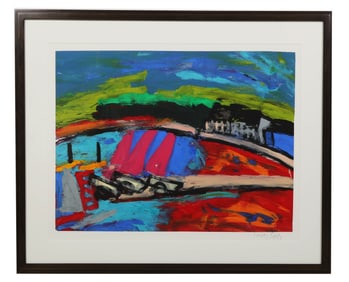 Lucy Barnes Abstract Landscape Gouache Painting