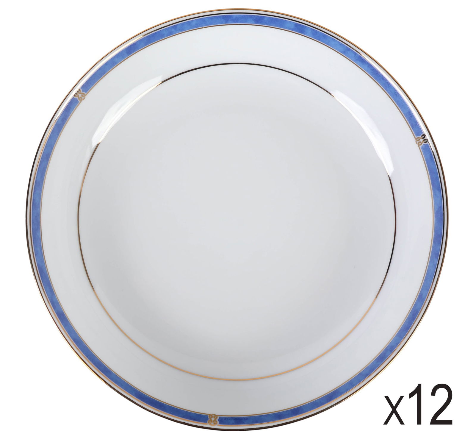 Christofle Oceana Blue Porcelain Soup Cereal Bowls (1 of 6)