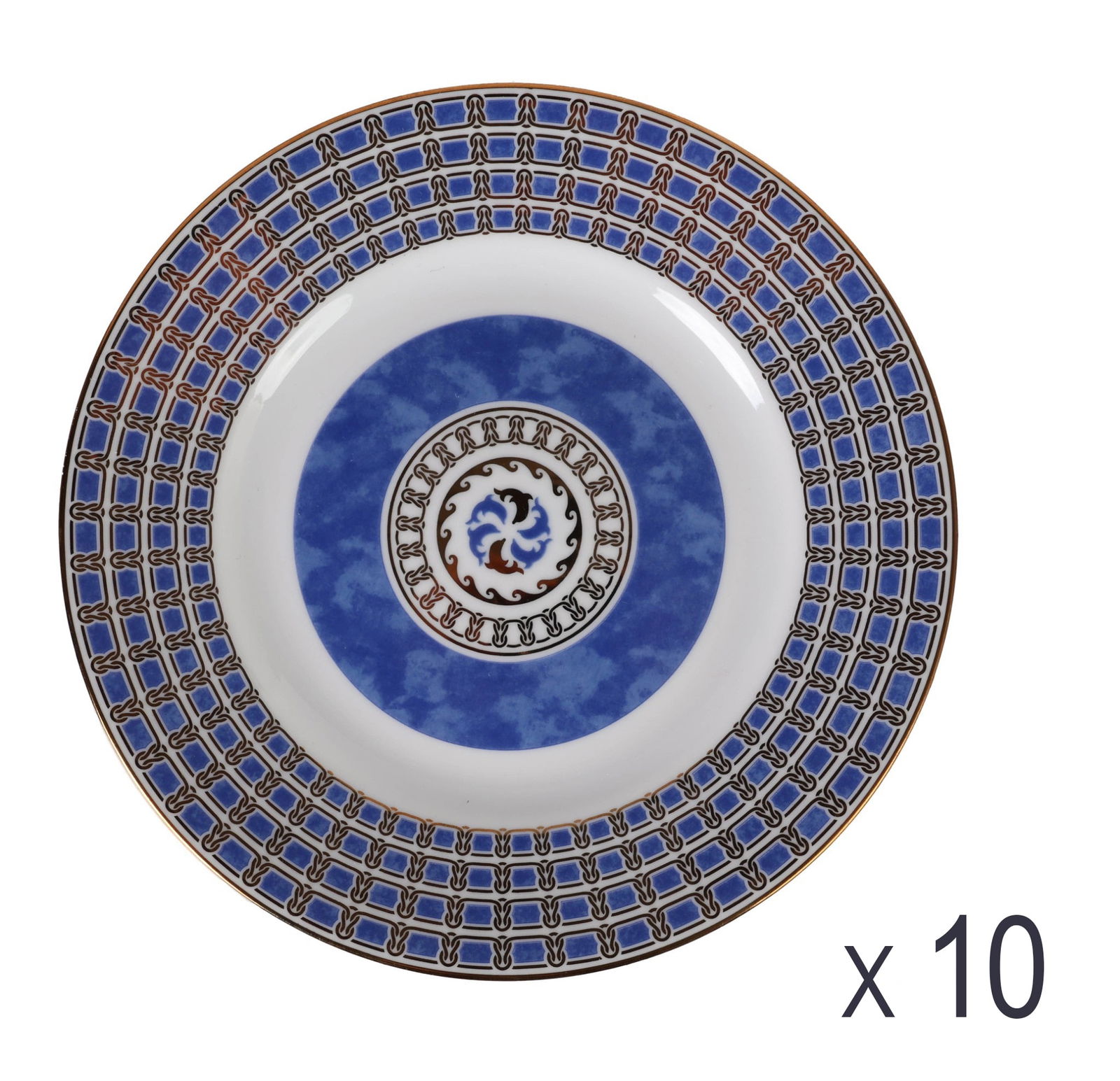 Christofle Byzance Bleu Porcelain Bread Plate SET (1 of 8)