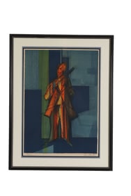 Sacha Chimkevitch 1920-2006 Clown w/ Violin Litho