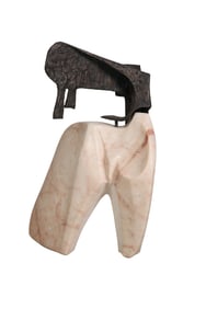 Abstract Modernist Marble Bronze Sculpture SIGNED