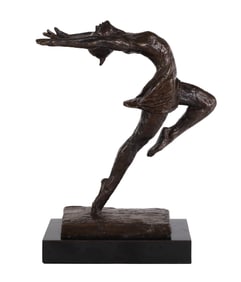 Marc Mellon b.1951 Dramatic Woman Dancer Bronze