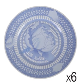 Hermes Porcelain Les Piviones Blue Salad Plate SET