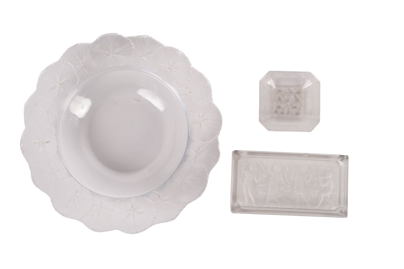 Crystal Tray & Lalique Anna & Honfleur Dish 3p LOT (1 of 7)